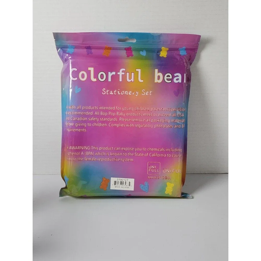 Colorful Bear Stationary Set With Keychain
